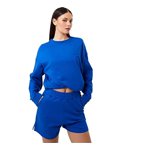 Womens Ruched Crew Neck Sweater Cobalt Blue XS