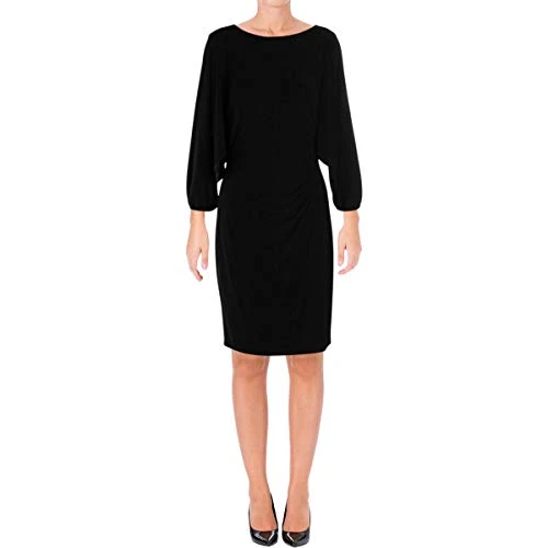 Womens Ruched Dolman Semi-Formal Dress Black 6