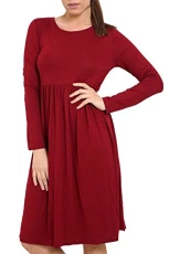 Womens Ruched Flared Franki Skater Swing Midi Dress Wine M/L (UK 12/14) Womens Ruched Flared Franki Skater Swing Midi Dress Wine M/L (UK 12/14)