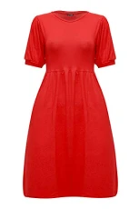 Womens Ruched Puff Sleeve Skater Mini Dresses Skater Red Plus Size (UK 16/18) Womens Ruched Puff Sleeve Skater Mini Dresses Skater Red Plus Size (UK 16/18)