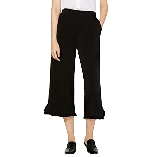 Women's Ruffled Pull-On Pants, Black (Petite Small)