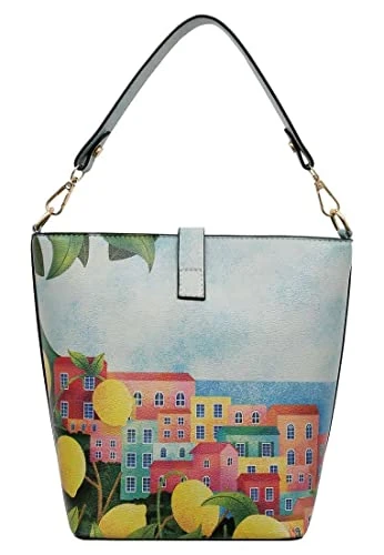 Women's Sac de Poche-Positano Bucket Bag, Bleu