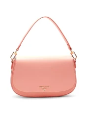 Women's Saddle Shoulder Bag with Logo Web Strap, Mellow Peach, M