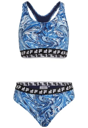 Women's Salinas Racer Back Bikini Set, Blue Acrylic AOP, S