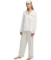 Women's Satin Kl Pyjama Gift Set, White, S