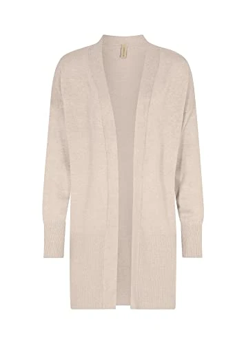 Women's SC-Dollie 523 Long Open Front Knit Cardigan Sweater, Cream Melange, L