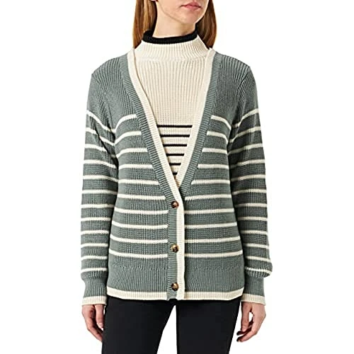 Women's Sc-Julia 1 Cardigan Sweater, Moss Green Combination, L