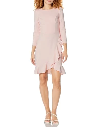 Women's Scuba Crepe Structured Dress, Ballerina Pink, 6