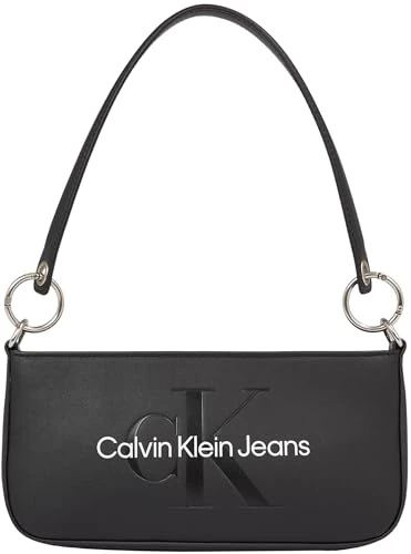 Women's Sculpted Shoulder Pouch with Zip, Black (Fashion Black), One Size