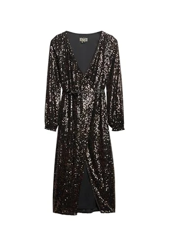 Women's Sequin Wrap Maxi Dress, Copper/Black Sequined, 6