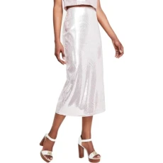 Womens Sequined Zebra Print Midi Skirt, Rosewater, M