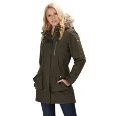 Women's Serleena Waterproof & Thermo-Guard Insulated Faux Fur Hooded Parka Jacket, Dark Khaki, 12 (S