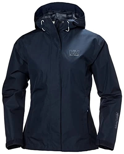 Womens Seven J Rain Jacket, L, Navy