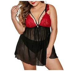 Women's Sexy Babydolls Chemises Negligees Plus Size Nighties See-through Eyelash Lace Lingerie Sets Mesh Sheer V Neck Nightgown Nightdress with G-String S-5XL Black Women's Sexy Babydolls Chemises Negligees Plus Size Nighties See-through Eyelash Lace Lingerie Sets Mesh Sheer V Neck Nightgown Nightdress with G-String S-5XL Black