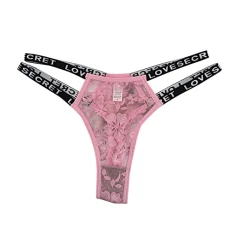 Women's Sexy Lace Thongs Panties Underwear Low Rise T Back Underwear Sexy Underwear Women's Red Lace Women's G-String Lace Sexy Briefs Women's Lace Sexy Transparent, pink, L