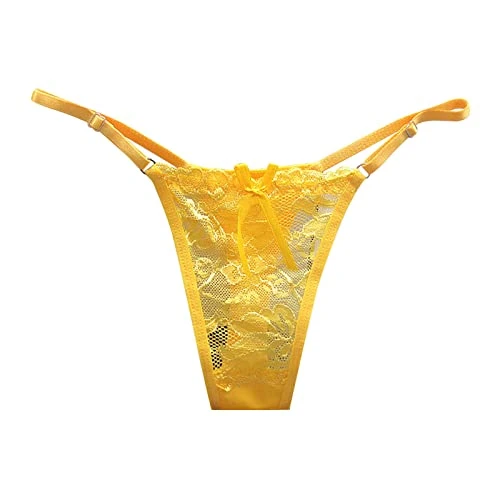 Womens Sexy Low Waist Ultra Thin See Through Transparent Hollow Lace Thong Panties Lace Panties Large