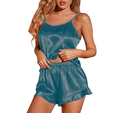 Womens Sexy Sling Backless Hollow Split Pajamas Two Piece Home Clothes Suit Pajamas Suit Womens Pajamas Plaid Green Womens Sexy Sling Backless Hollow Split Pajamas Two Piece Home Clothes Suit Pajamas Suit Womens Pajamas Plaid Green
