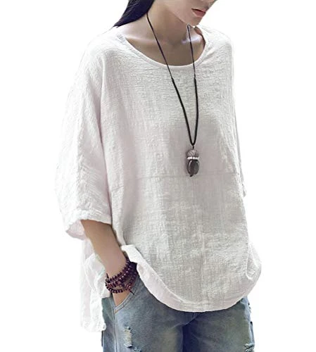 Women's Sexy Summer Casual V Neck Long Sleeve Loose Shirt Blouse Tops A White 12