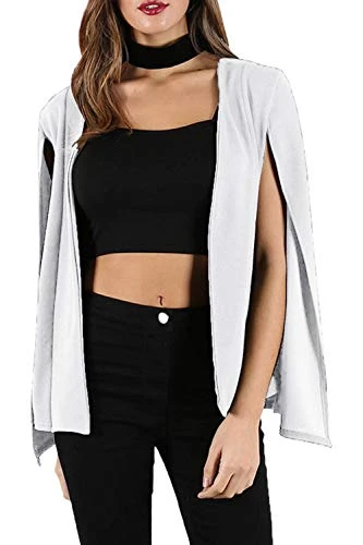 Womens Shawl Collared Open Placket Blazer Coat Cape Top Cream Plus Size (UK 24/26)