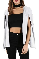 Womens Shawl Collared Open Placket Blazer Coat Cape Top Cream Plus Size (UK 24/26)