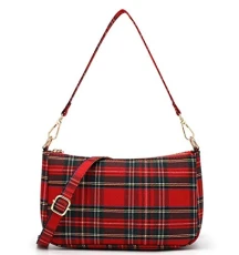 Women's Sheena Tartan Check Punk 90's Crossbody Purse Handbag One Size Red