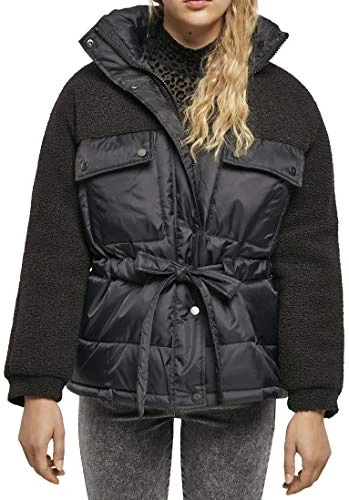 Women's Sherpa Mix Puffer Jacket, Black, XL