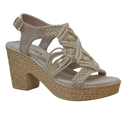 Womens Shoes Summer Braided Strappy Beaded Espadrille Wedge Heels Sandals cushioning