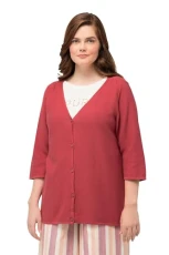 Women's Short Feminin Cardigan with Button Panel Sweater, Coral, 28 UK/30 UK Women's Short Feminin Cardigan with Button Panel Sweater, Coral, 28 UK/30 UK