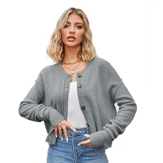 Women's Short Knitted Cardigan Jacket Grey Women's Short Knitted Cardigan Jacket Grey