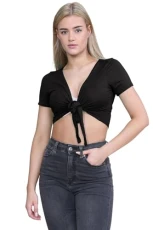 ® Womens Short Sleeve Cardigans, New Plain Bolero Cardigans for Women - Front Tie Cropped Cardigan, Perfect Women's Shrugs for Layering Over Summer Dresses Black
