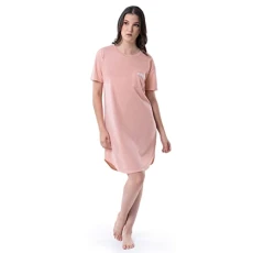 Women's Short Sleeve Crewneck Pocket Sleepshirt, Rose, L Women's Short Sleeve Crewneck Pocket Sleepshirt, Rose, L