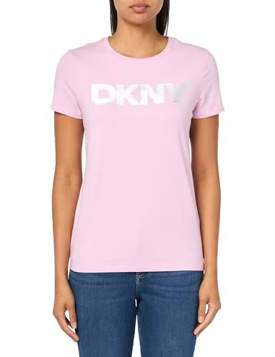 Women's Short Sleeve Exploded Logo Crew Neck Soft T-Shirt, Pink Lavender, M