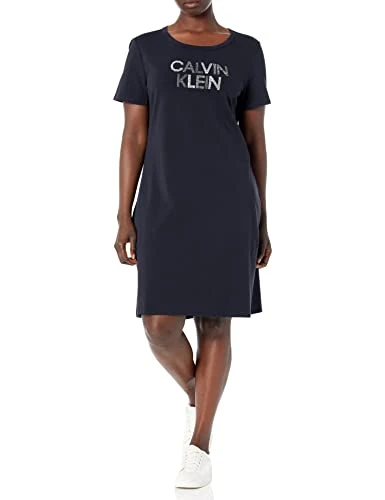 Women's Short Sleeve Logo T-Shirt Dress, Indigo 2, Medium