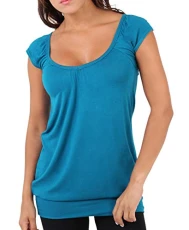 Womens Short Sleeve Long Top T-Shirt V-Neck Summer Jersey Blouse Teal 22 7604-TEA-22 Womens Short Sleeve Long Top T-Shirt V-Neck Summer Jersey Blouse Teal 22 7604-TEA-22