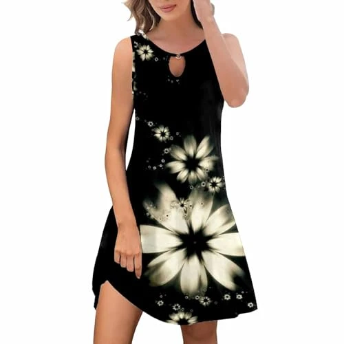 Women's Short-Sleeve Midi Dress Colorblock Comfortable Dress Work Summer Dresses for Women 2024 Straight-Fit Petite Dresses for Women Beige