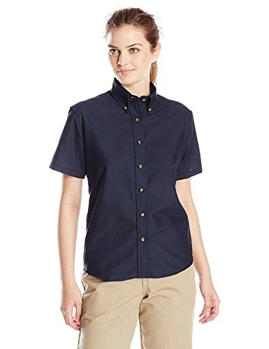 Women's Short Sleeve Poplin Dress Shirt - Blue - 18