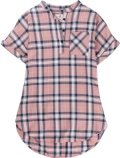 Women's Short Sleeve Popover Casual Plaid Shirt, Umber Plaid, XS Women's Short Sleeve Popover Casual Plaid Shirt, Umber Plaid, XS
