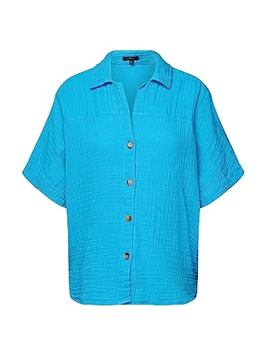 Women's Short-Sleeved Shirt Blouse, Blue, XS