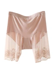 Women's Shorts Anti Chafing Lace Underskirt Plus Sizes 60-115kg, Beige, 2XL/3XL