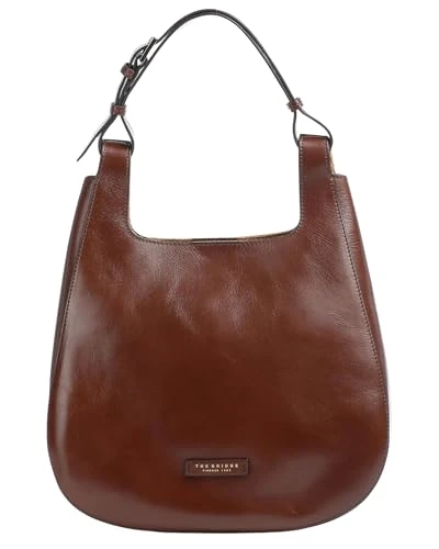 Women's Shoulder Bag in Smooth Brown Leather with Adjustable Shoulder Strap, 34 x 30 x 10 cm, brown, One size