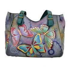 Women's Shoulder Bag – Leather, Butterfly Paradise, One Size