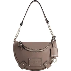 Women's Shoulder Bag Purse, Faux Suede Small Hobo Handbag with Chain Handle, Taupe Women's Shoulder Bag Purse, Faux Suede Small Hobo Handbag with Chain Handle, Taupe