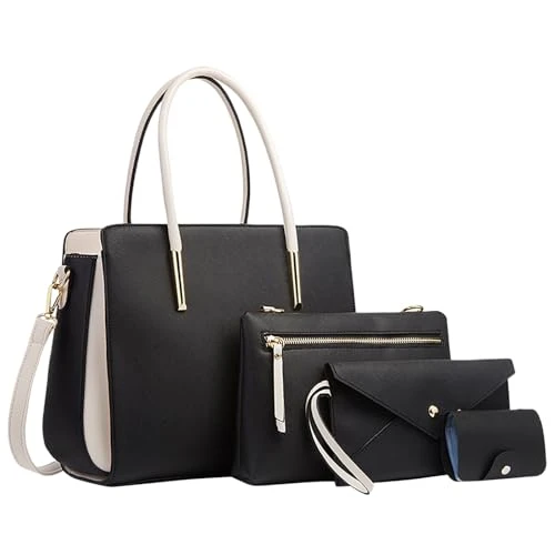 Women's Shoulder Handbag, Spacious Bag with Pockets, Women's Shoulder Purse, Fashion Tote Bag, Satchel with Top Wide Shoulder Strap for Bags (Black, One Size), black, One Size