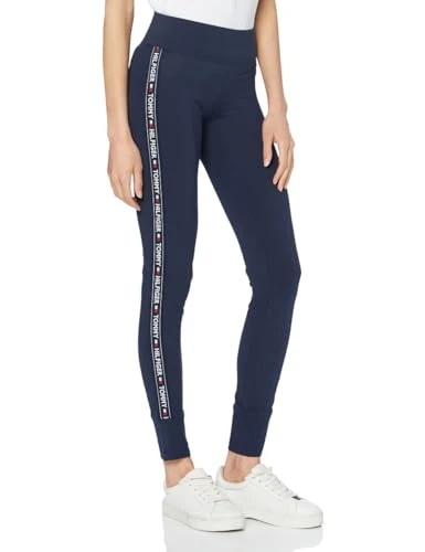 Womens Side Logo Leggings - Cotton Blend - 95% Cotton, 5% Polyester - Elasticated Waist - Regular Fit - Medium Rise Waist - Size M