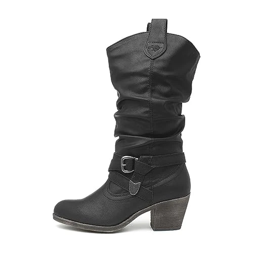 Womens Sidestep Heels Boots Black 5 UK