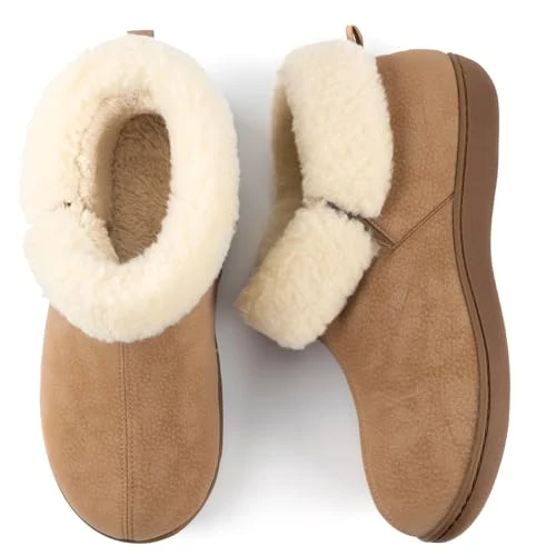 Women's Sierra Faux Leather Bootie Slipper, Size 4 UK Women, Beige