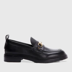 Womens Signature Leather Loafers - Black