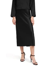 Womens Silk Skirt with Slit 22 Momme Smooth Midi Skirt for Spring Summer(Black,UK 14) Womens Silk Skirt with Slit 22 Momme Smooth Midi Skirt for Spring Summer(Black,UK 14)