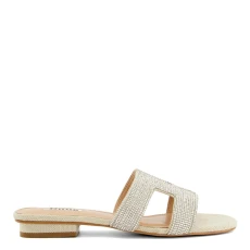 Womens Silver Loupe Flat Sandals