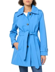 Women's Single Breasted Trench Coat, Blue, M